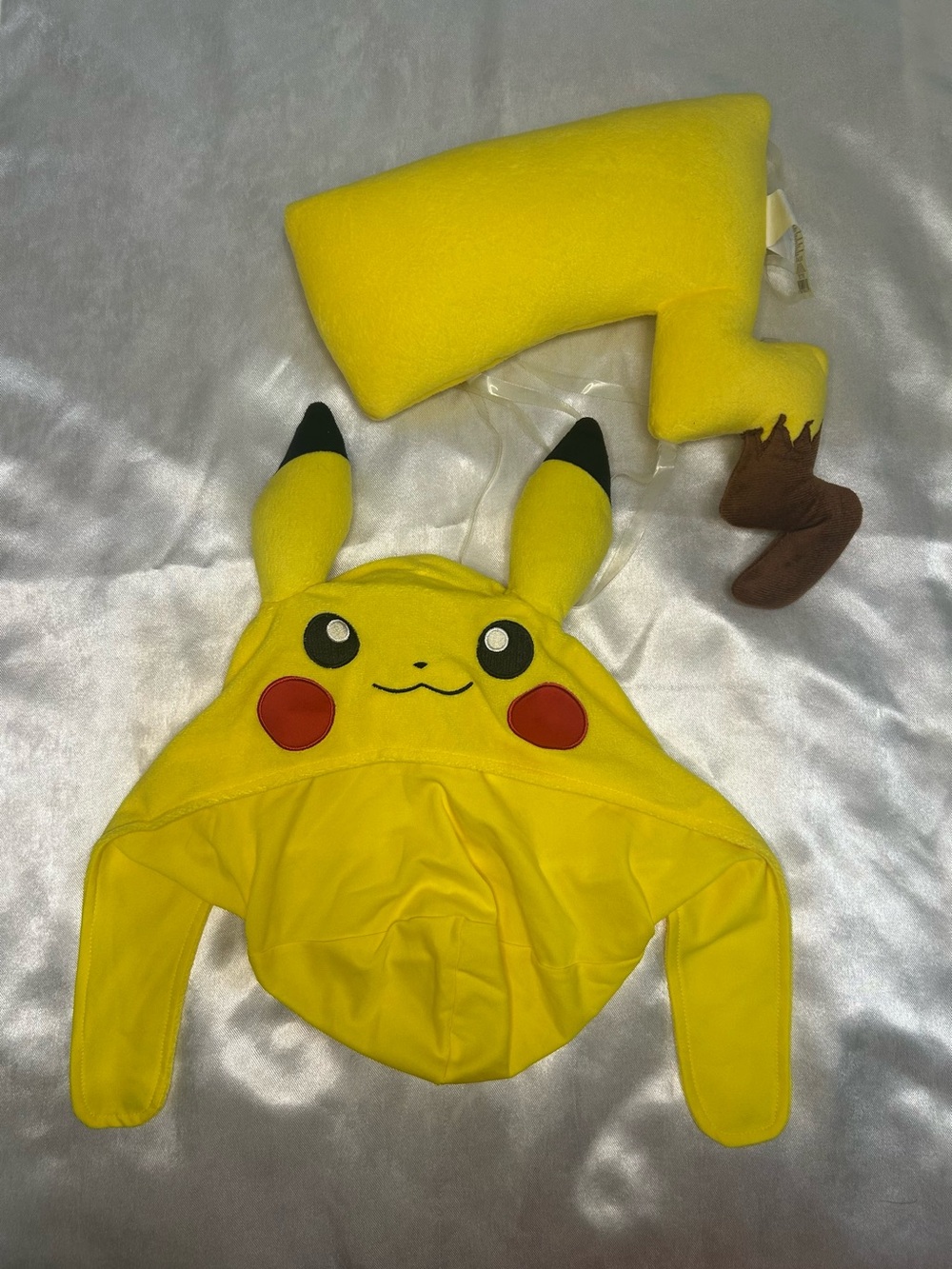 Pokemon Pikachu Yellow Hooded Hat with Matching Tail